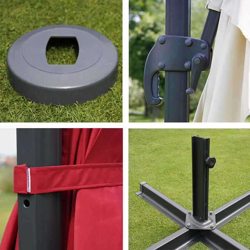Zweefparasol MCW-A96, parasol, 3x4m (Ø5m) polyester/aluminium 26kg ~ klep, bordeaux met voet
