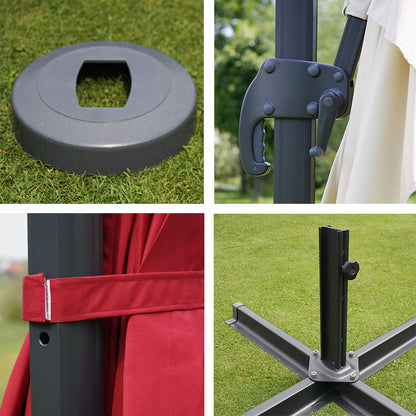Zweefparasol MCW-A96, parasol, 3x4m (Ø5m) polyester/aluminium 26kg ~ crème zonder voet, draaibaar
