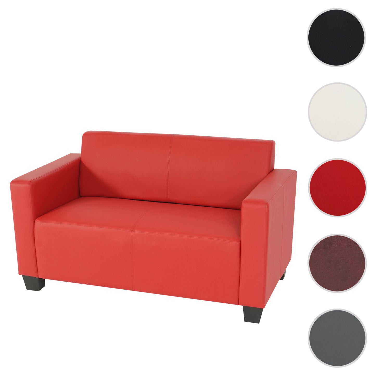 2-zits bank Lyon loungebank kunstleer ~ rood