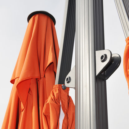 Zweefparasol T44, pergola luifel effect, 6,2x3m polyester 50kg ~ terracotta + staander