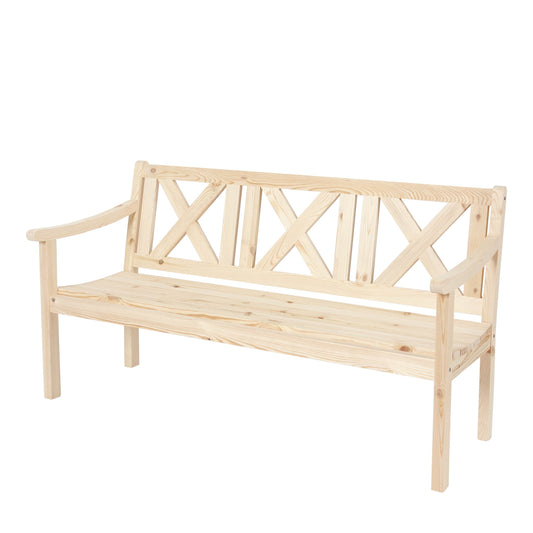 Tuinbank Kopenhagen, zitbank parkbank houten bank, 3-zits horeca kwaliteit massief hout 160cm ~ natuur