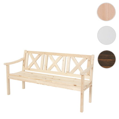Tuinbank Kopenhagen, zitbank parkbank houten bank, 3-zits horeca kwaliteit massief hout 160cm ~ natuur