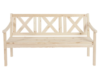 Tuinbank Kopenhagen, zitbank parkbank houten bank, 3-zits horeca kwaliteit massief hout 160cm ~ natuur