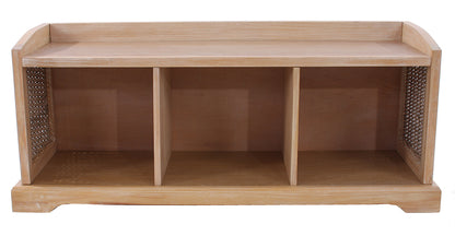 Bienne bank, opbergdoos, 3 manden, Kubu rotan vlechtwerk, 112x46x37cm ~ lichtkleurig