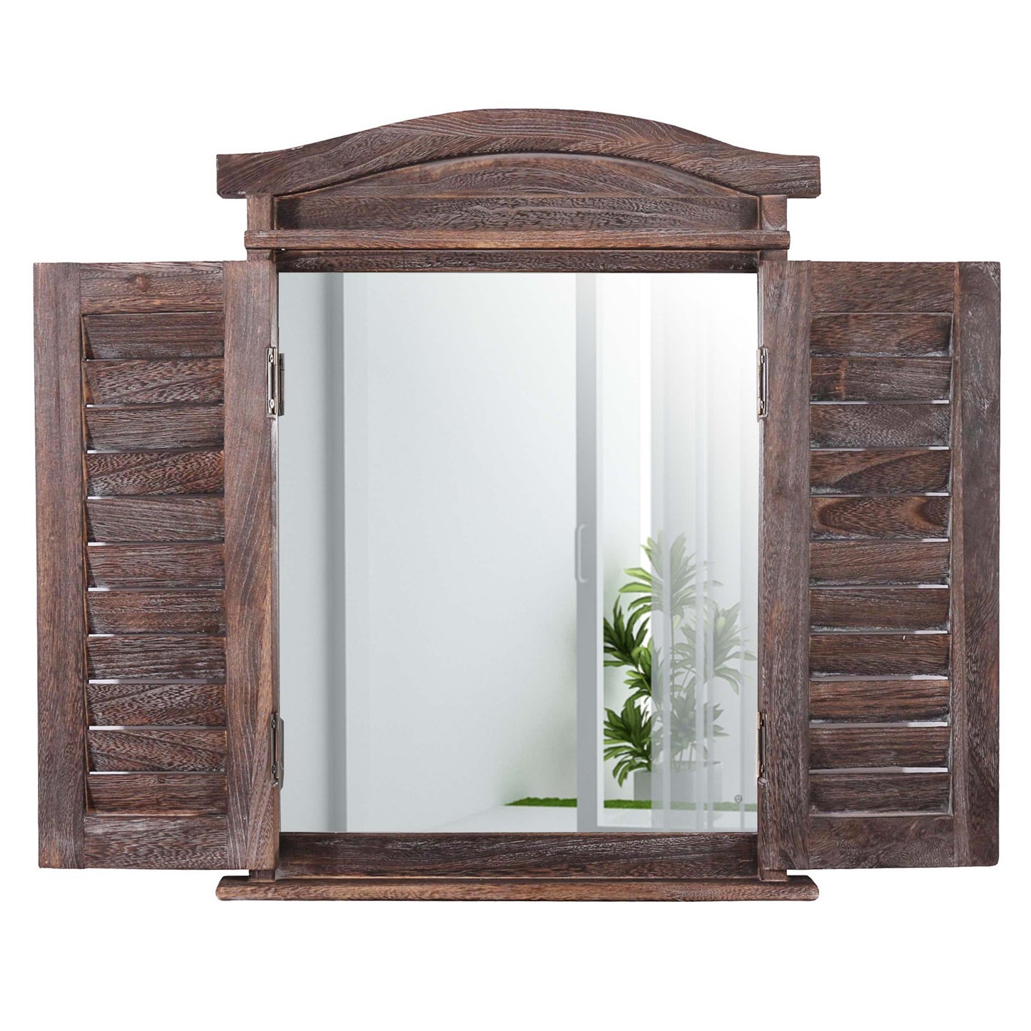 Wandspiegel raam met luiken 53x42x5cm ~ bruin shabby