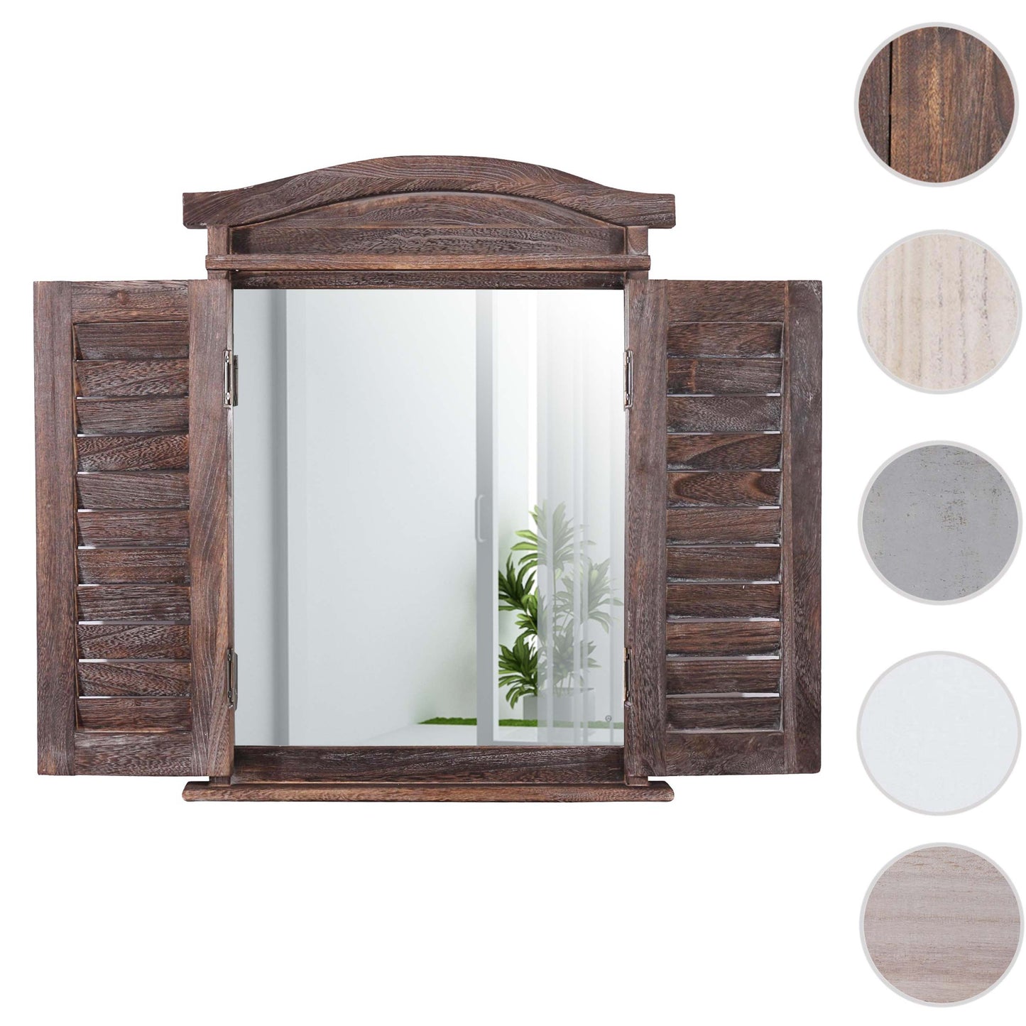 Wandspiegel raam met luiken 53x42x5cm ~ bruin shabby