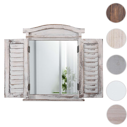 Wandspiegel raam met luiken 53x42x5cm ~ wit shabby