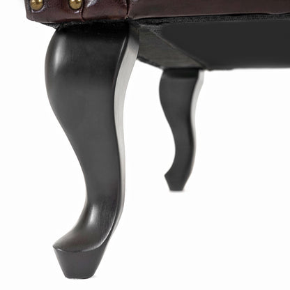 Poef Chesterfield, voetenbank voetensteun kruk, kunstleer 39x77x47cm ~ antiek-bruin