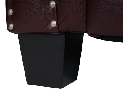 Luxe 3-zits bank loungebank Chesterfield kunstleer ~ hoekige poten, roodbruin