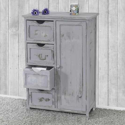 Ladekast MCW-D12, ladekast, shabby-look vintage 82x55x30cm ~ grijs