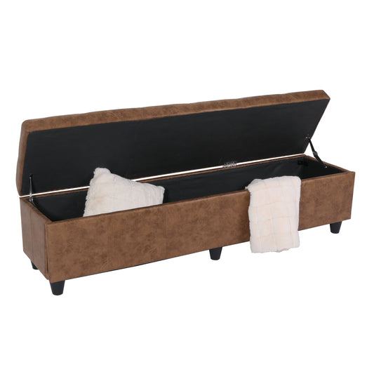 Opbergkist bank Kriens XXL, stof/textiel, 180x45x45cm ~ imitatie suède
