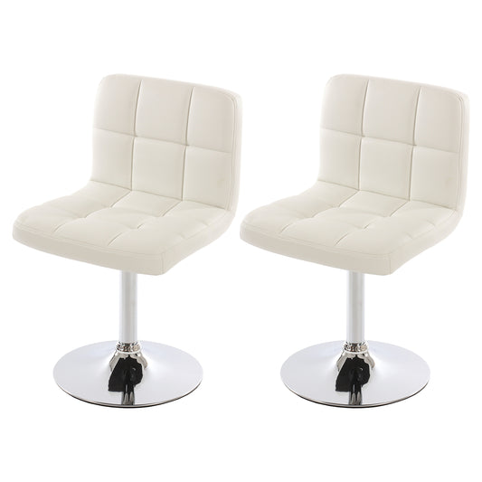 Set van 2 eetkamerstoelen Bureaustoel Stoel Kavala kunstleer chroom ~ wit