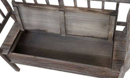 Bank T207, bankkist houten bank opbergkist, opbergvak kussen hout 119cm ~ grijsbruin, shabby