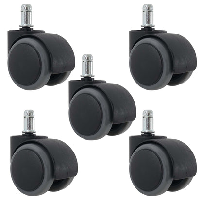 Set van 5 harde vloeren wielen MCW-H86, bureaustoel wielen, 150kg draagvermogen Ø 11mm ~ grijs