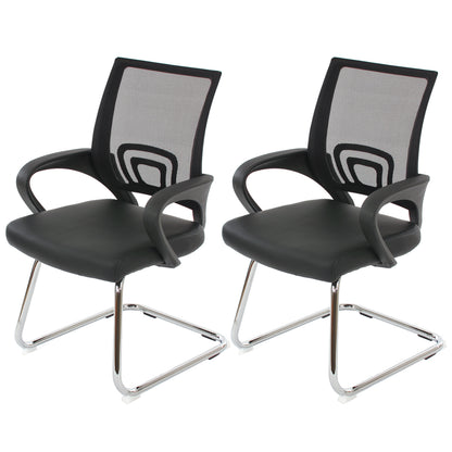 Set van 2 vergaderstoelen Ancona, bezoekersstoel, kunstleer MVG-gecertificeerd ~ zwart