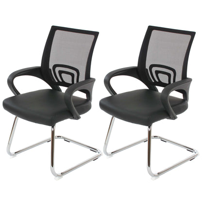 Set van 2 vergaderstoelen Ancona, bezoekersstoel, kunstleer MVG-gecertificeerd ~ zwart