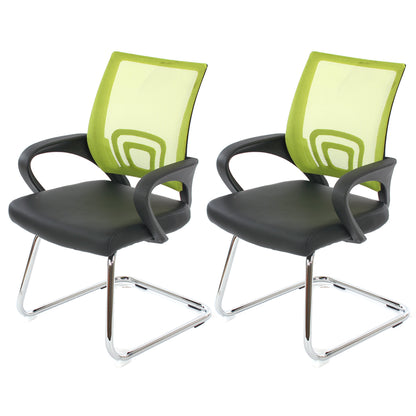 Set van 2 vergaderstoelen Ancona, bezoekersstoel, kunstleer MVG-gecertificeerd ~ groen