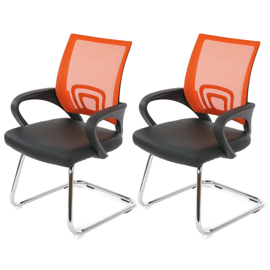 Set van 2 vergaderstoelen Ancona, bezoekersstoel, kunstleer MVG-gecertificeerd ~ oranje