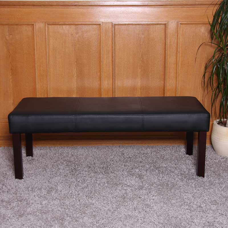 Eetkamerset Set M37, bank en 2 stoelen kunstleer ~ 120x43x49 cm zwart, donkere poten