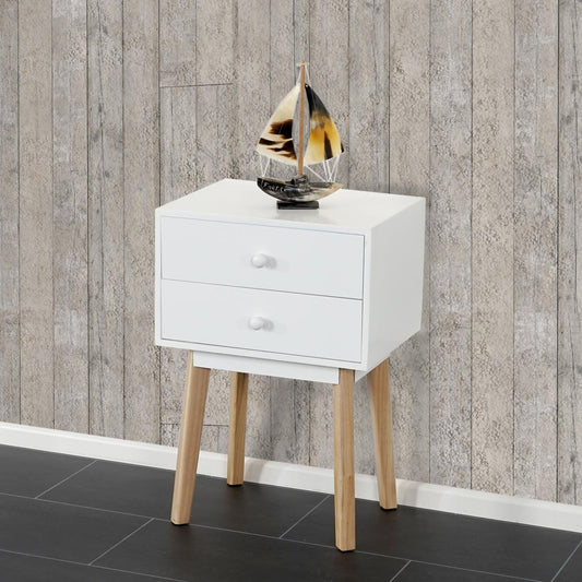 Ladekast Malmö T271, bijzettafel nachtkastje kast, retro design 59x40x30cm ~ lade wit