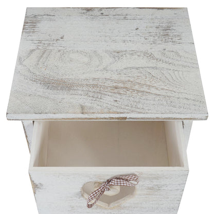 Forli ladekast, kast, 3 laden met hartjes 55x29x25cm, shabby look, vintage ~ wit
