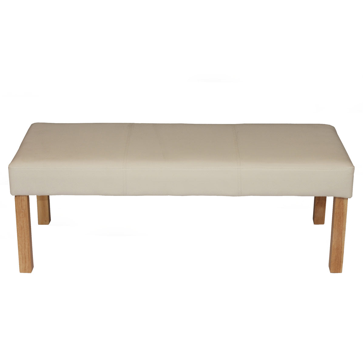 Bank Gestoffeerde bank Bank M37 kunstleer ~ 120x43x49 cm crème, lichtgekleurde poten