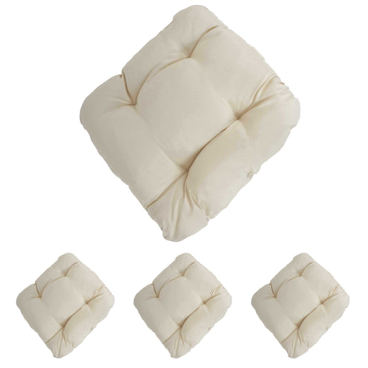 Set van 4 zitkussens Dublin, stoelkussens 41x38x8cm ~ crème