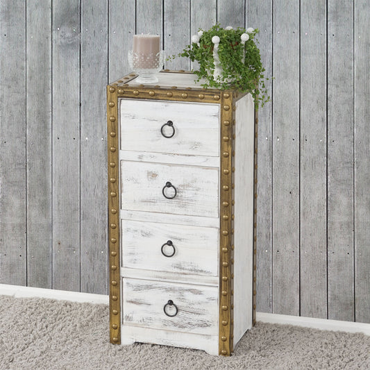 Duran ladekast, kast, 4 laden 70x33x26cm Shabby-Look Vintage ~ wit