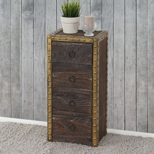 Duran ladekast, kast, 4 laden 70x33x26cm Shabby-Look Vintage ~ bruin
