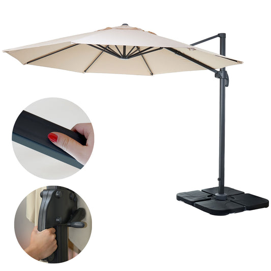 Zweefparasol MCW-A96, parasol, rond Ø 3m polyester aluminium/staal 23kg ~ crème met voet