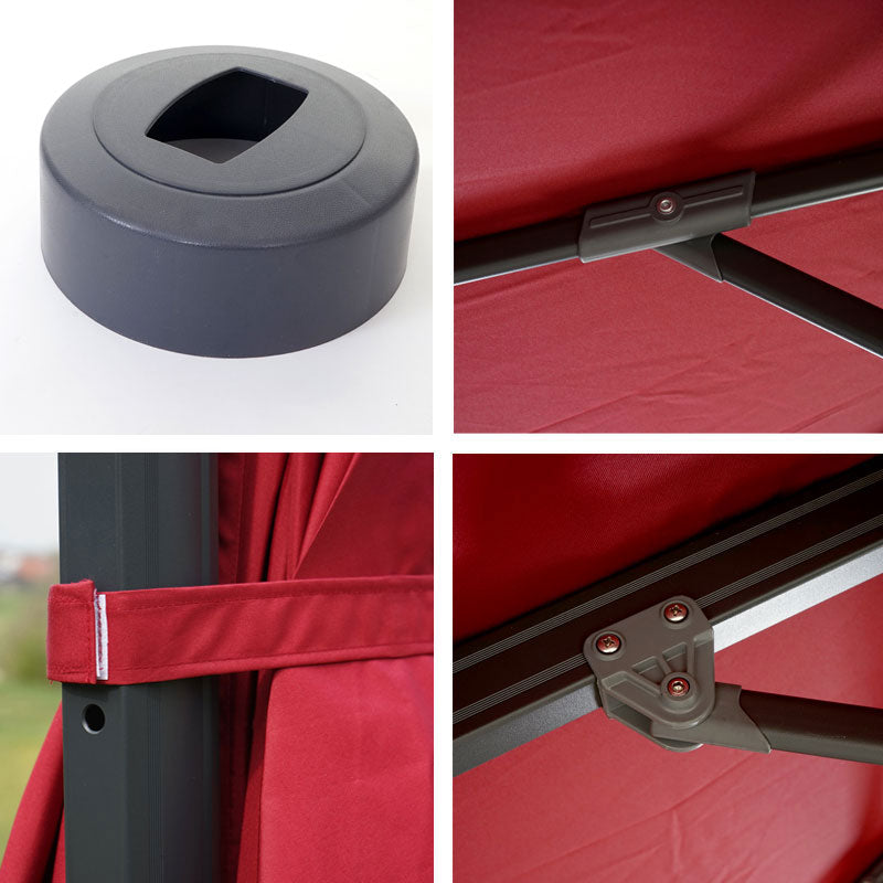 Zweefparasol MCW-A96, parasol, rond Ø 3m polyester aluminium/staal 23kg ~ bordeaux met voet, draaibaar