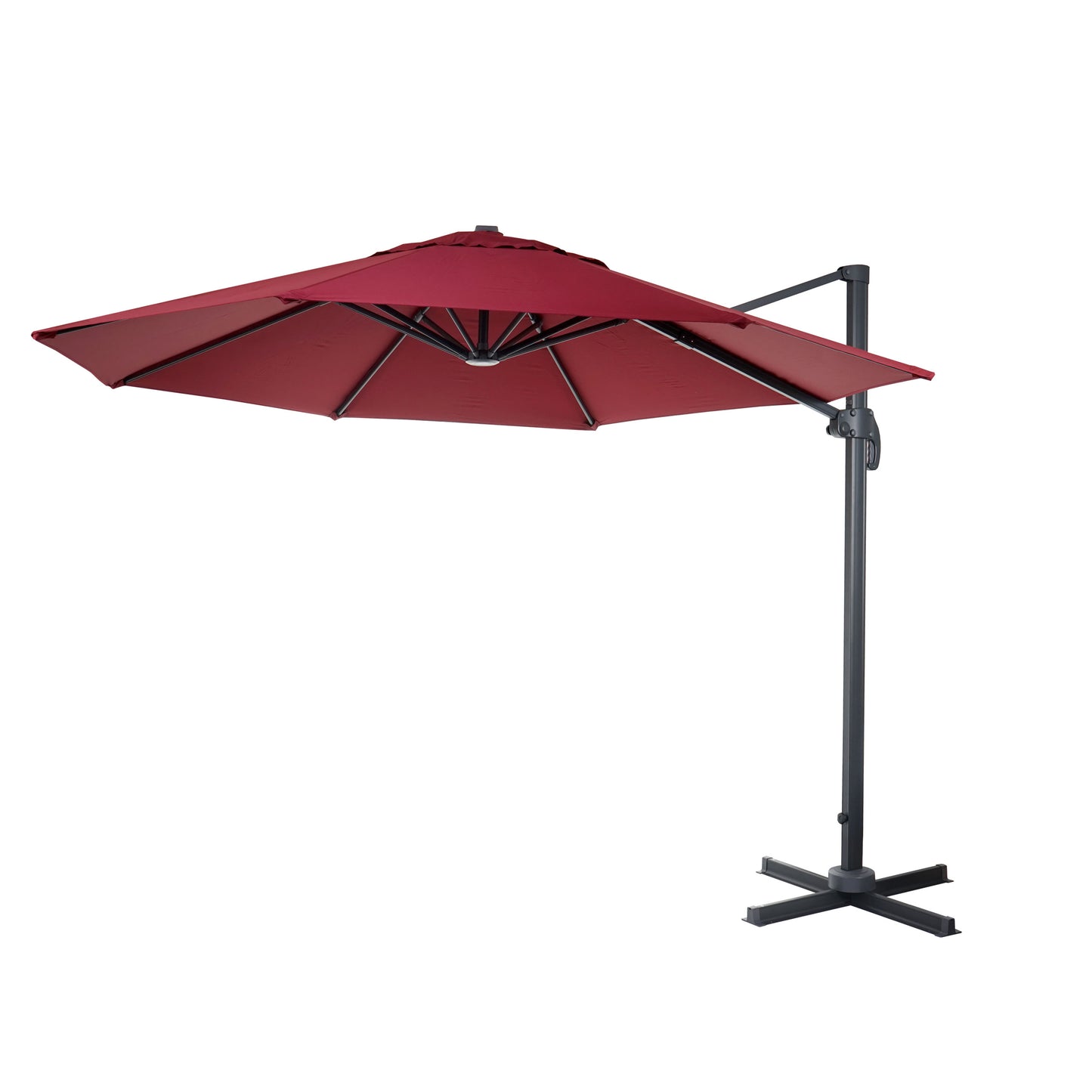 Zweefparasol MCW-A96, parasol, rond Ø 3m polyester aluminium/staal 23kg ~ bordeaux zonder voet