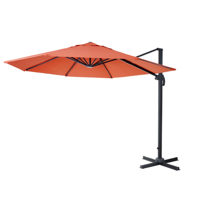Zweefparasol MCW-A96, parasol, rond Ø 3m polyester aluminium/staal 23kg ~ terracotta zonder voet, draaibaar