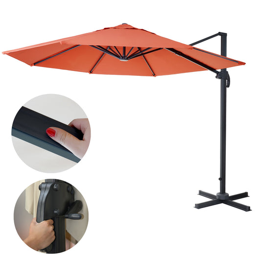 Zweefparasol MCW-A96, parasol, rond Ø 3m polyester aluminium/staal 23kg ~ terracotta zonder voet