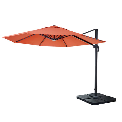Zweefparasol MCW-A96, parasol, rond Ø 3m polyester aluminium/staal 23kg ~ terracotta met voet