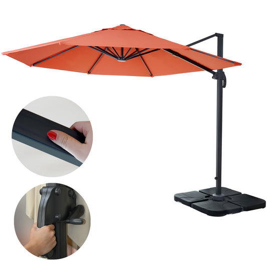 Zweefparasol MCW-A96, parasol, rond Ø 3m polyester aluminium/staal 23kg ~ terracotta met voet, draaibaar