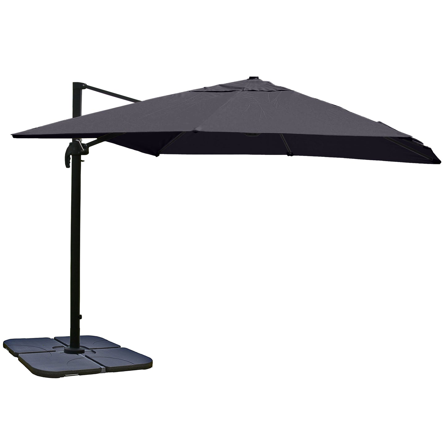Zweefparasol MCW-A96, parasol, 3x4m (Ø5m) polyester/aluminium 26kg ~ antraciet met voet