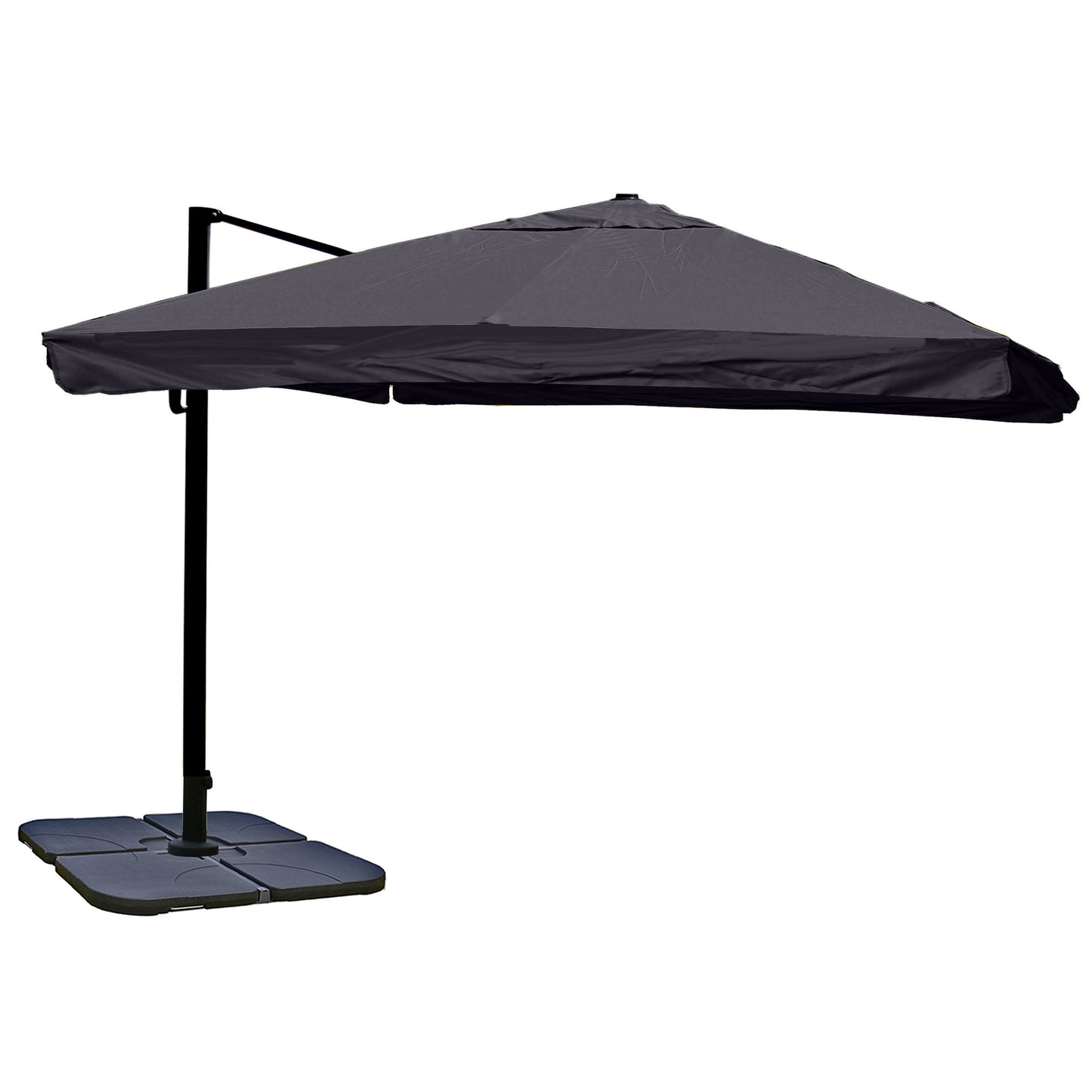 Zweefparasol MCW-A96, parasol, 3x3m (Ø4.24m) polyester/aluminium 23kg ~ Flap, antraciet met voet