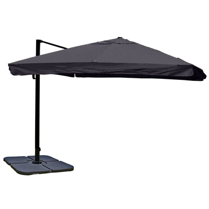 Zweefparasol MCW-A96, parasol, 3x3m (Ø4.24m) polyester/aluminium 23kg ~ Flap, antraciet met voet