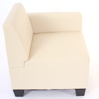 Modulair zijpaneel rechts, fauteuil met armleuning Lyon, kunstleer ~ crème