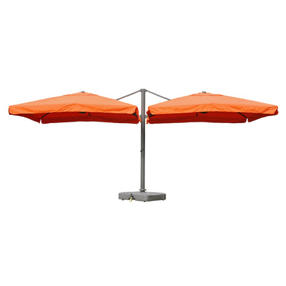 Zweefparasol T44, pergola luifel effect, 6,2x3m polyester 50kg ~ terracotta + staander