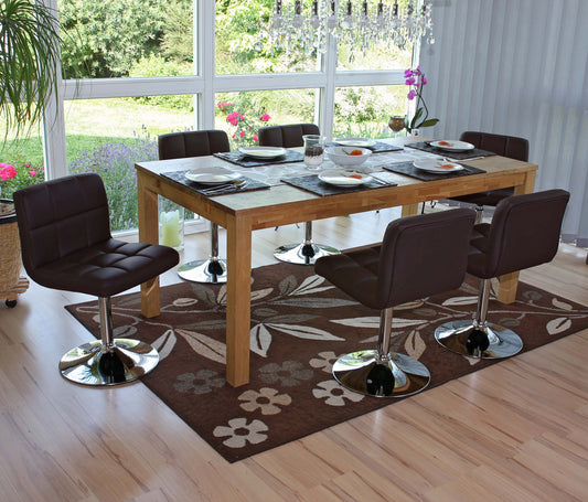 Set van 6 eetkamerstoelen Bureaustoel Stoel Kavala kunstleer chroom ~ bruin