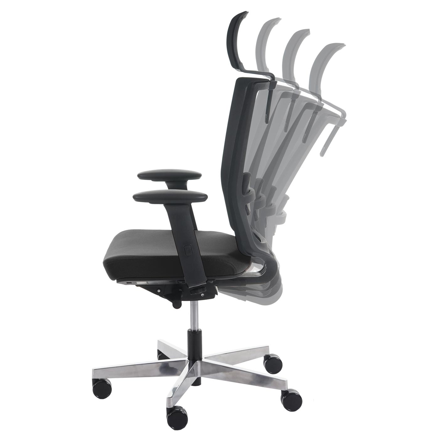 Bureaustoel MERRYFAIR Forte, bureaustoel, verschuifbare ergonomische functie ~ zwart, met hoofdsteun