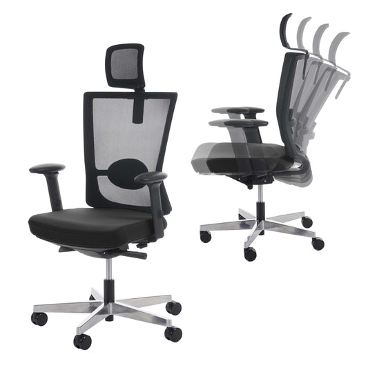 Bureaustoel MERRYFAIR Forte, bureaustoel, verschuifbare ergonomische functie ~ zwart, met hoofdsteun
