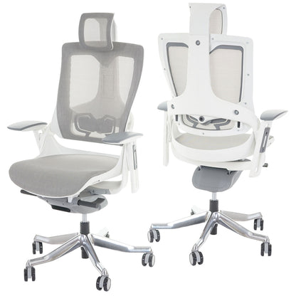 Bureaustoel MERRYFAIR Wau 2, bureaustoel draaistoel, bekleed/mesh, ergonomisch ~ wit-grijs