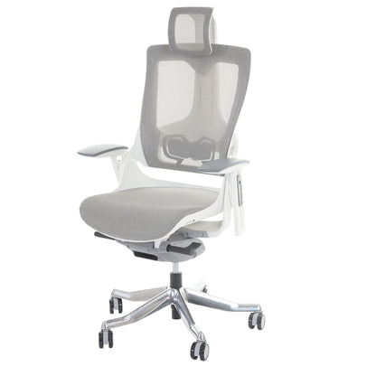 Bureaustoel MERRYFAIR Wau 2, bureaustoel draaistoel, bekleed/mesh, ergonomisch ~ wit-grijs