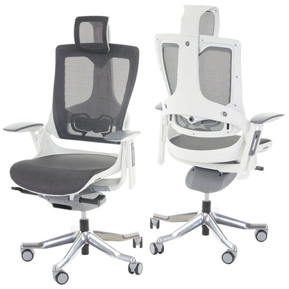 Bureaustoel MERRYFAIR Wau 2, bureaustoel draaistoel, bekleed/mesh, ergonomisch ~ zwart-grijs