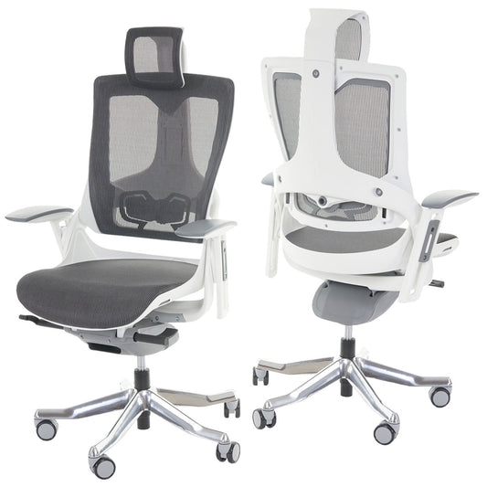 Bureaustoel MERRYFAIR Wau 2, bureaustoel draaistoel, bekleed/mesh, ergonomisch ~ zwart-grijs