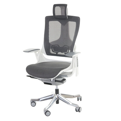 Bureaustoel MERRYFAIR Wau 2, bureaustoel draaistoel, bekleed/mesh, ergonomisch ~ zwart-grijs