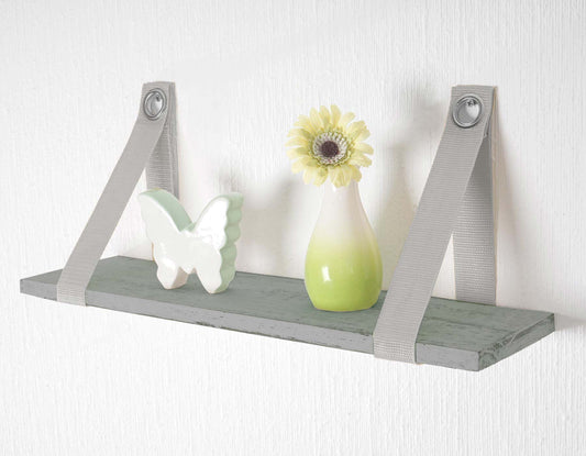 Wandplank Var, hangplank Plank, shabby look, vintage 21x50cm ~ grijs